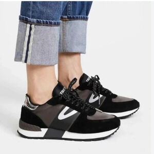 NIB Tretorn Loyola 2 Black Metallic Silver Suede Sneakers 10